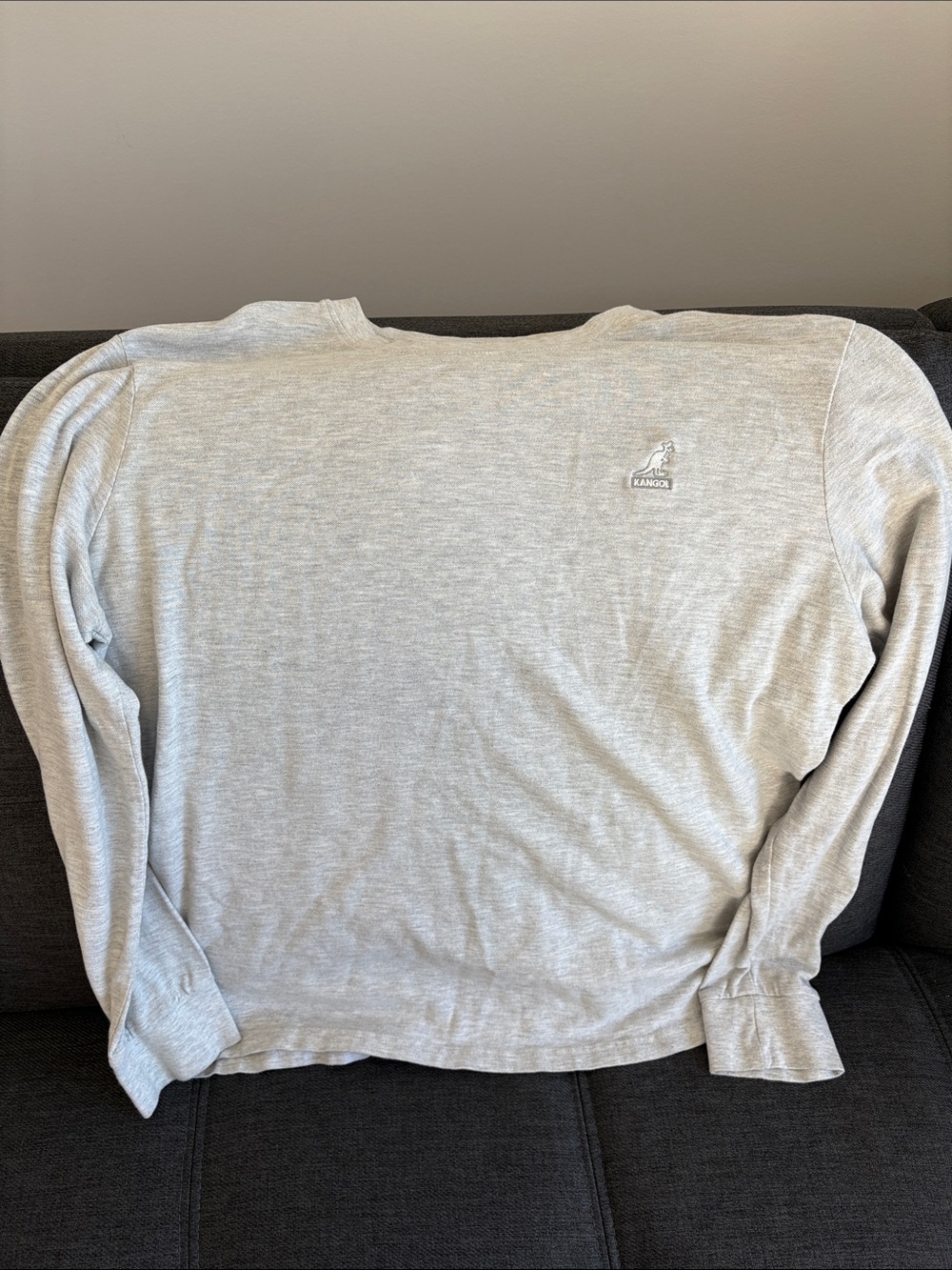 Kangol Light Gray Crewneck Pullover with Embroidered Logo